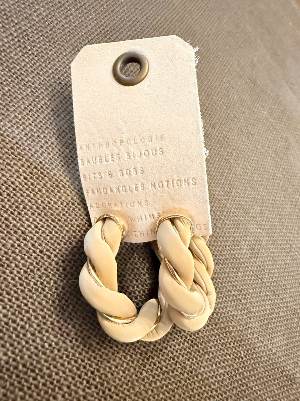 Anthropologie Faux-Leather Twist Chunky Hoop Earrings